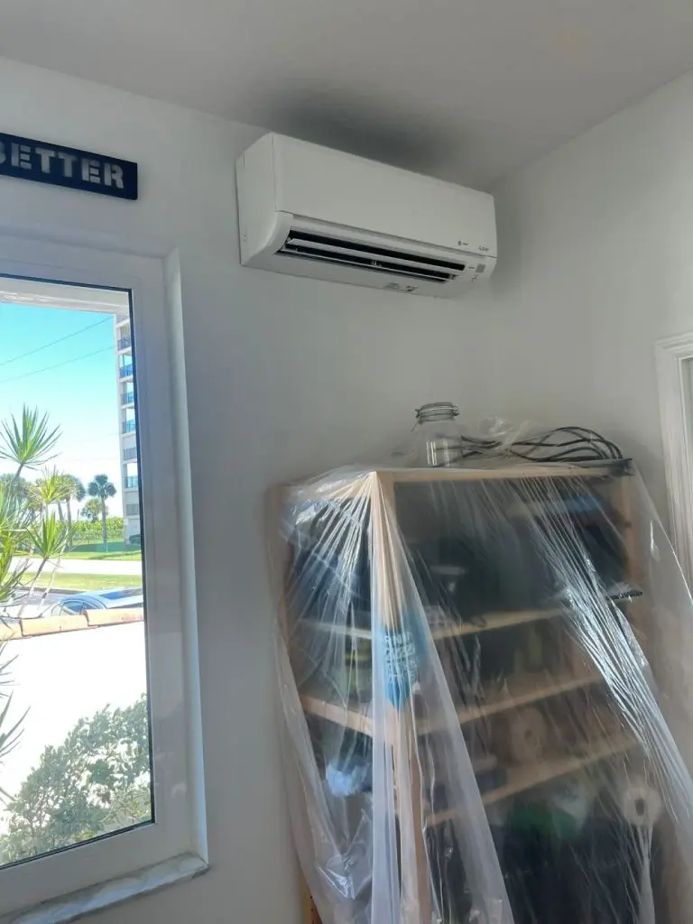 Split type AC unit.
