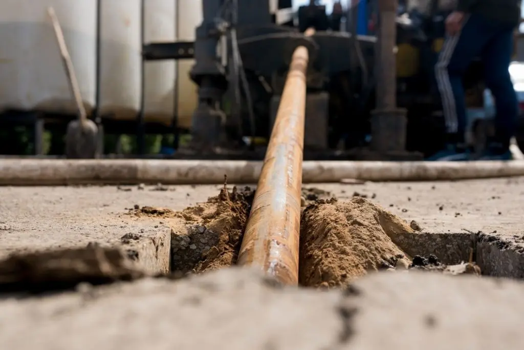 Trenchless machinery being used.