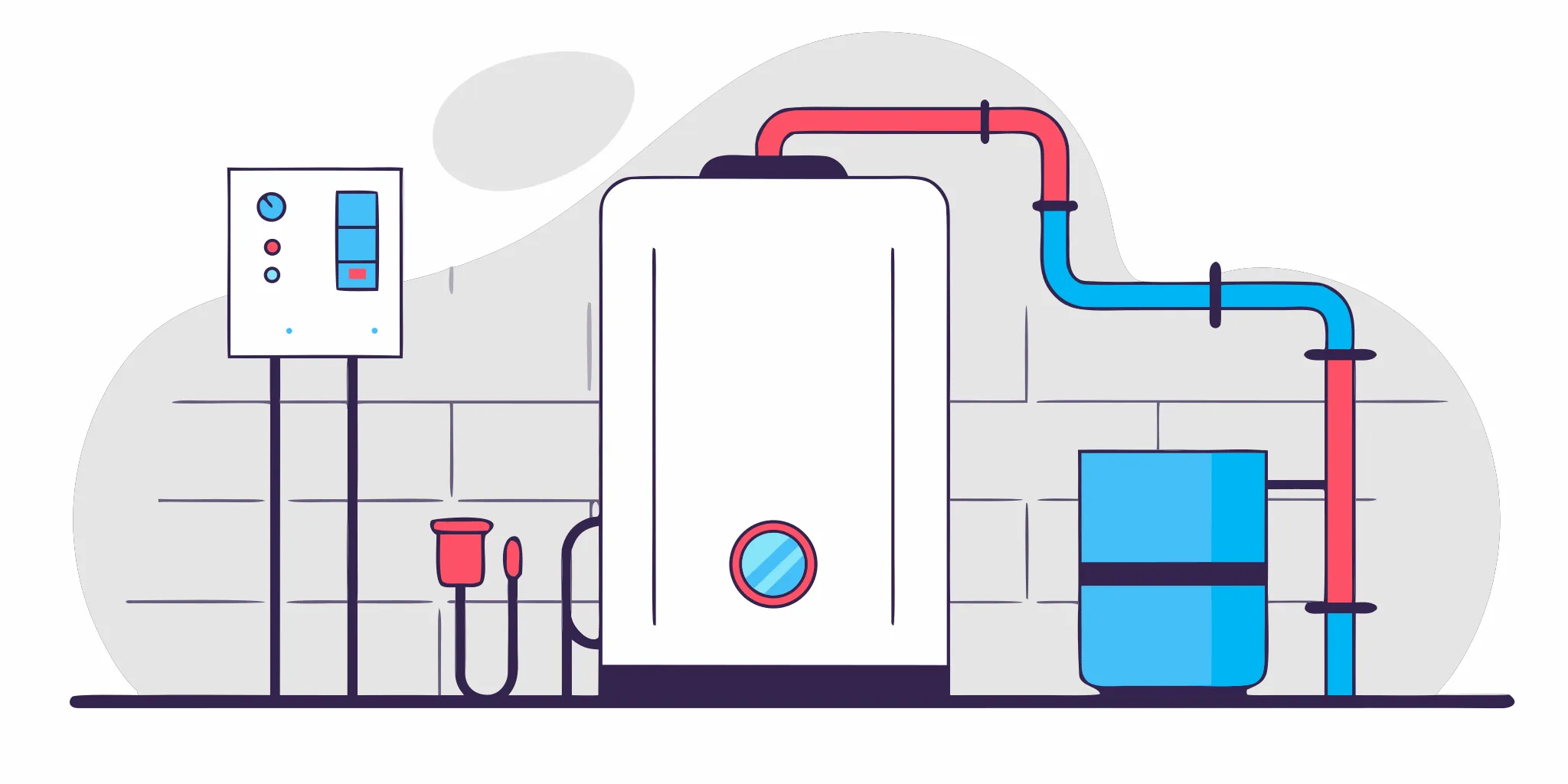 A water heater showing common leak causes on its pipes and valves that require repair.