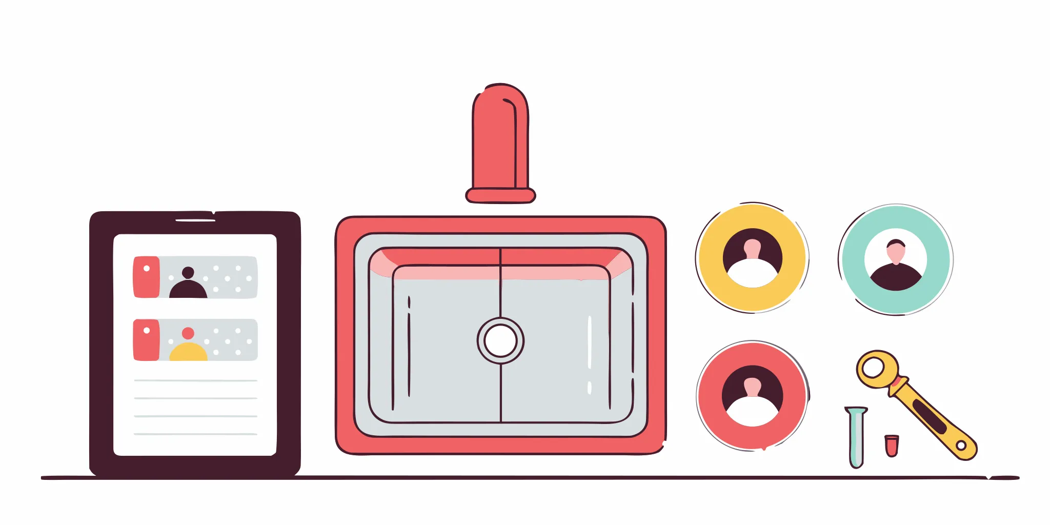 Finding the best drain cleaning companies online using a tablet next to a sink.