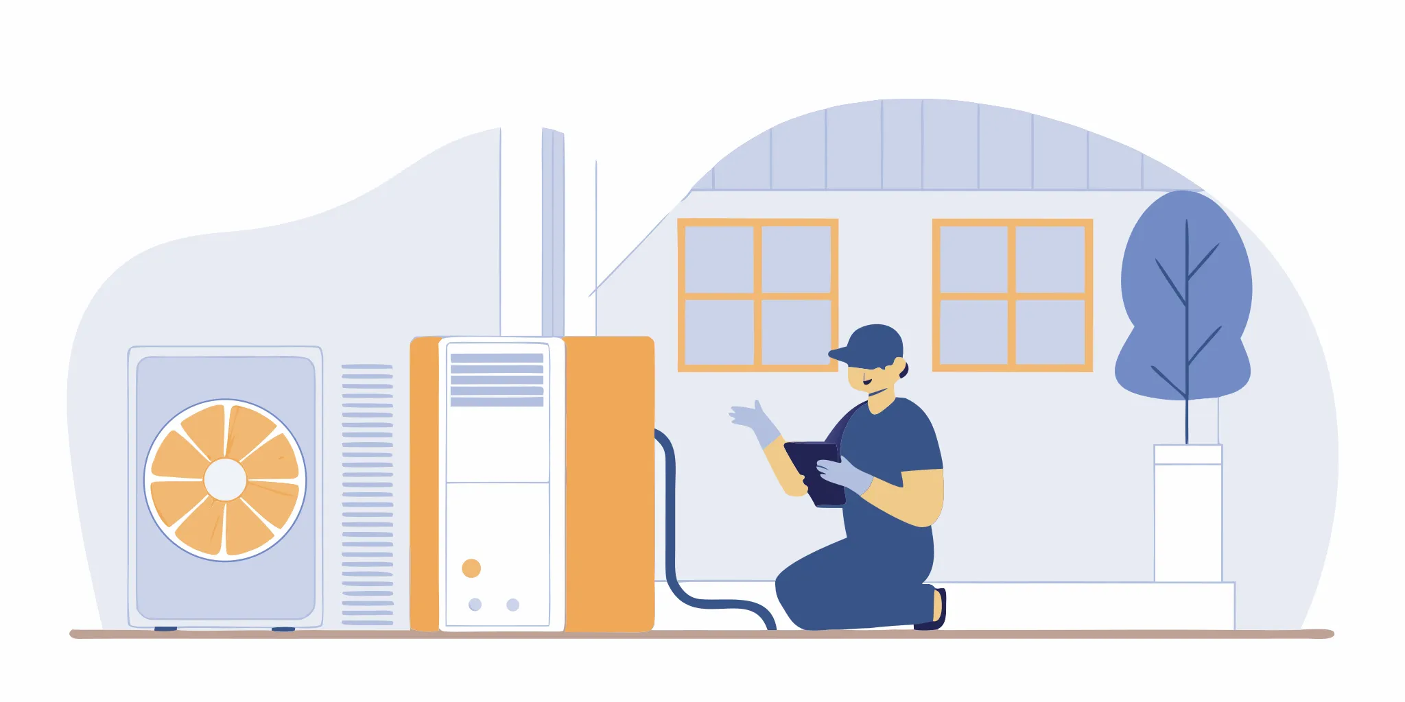 Technician providing an AC repair with a free estimate for a home.