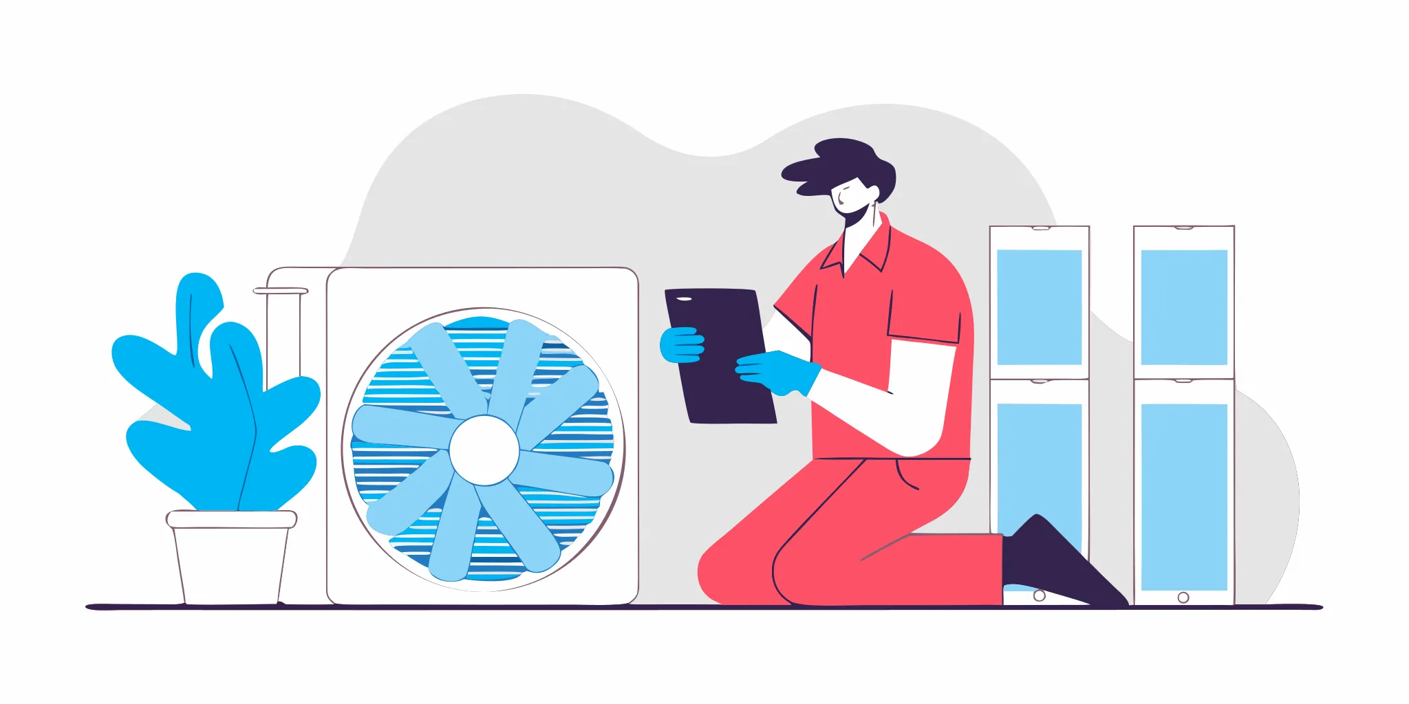 Technician inspects an AC unit to determine the AC tune up cost.