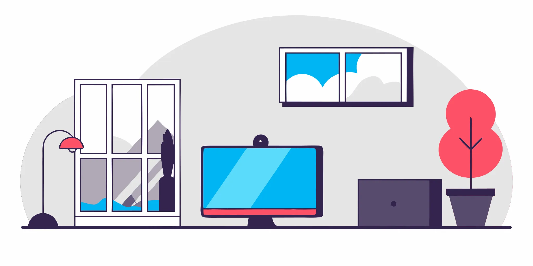 A home office where the air conditioner is not working.