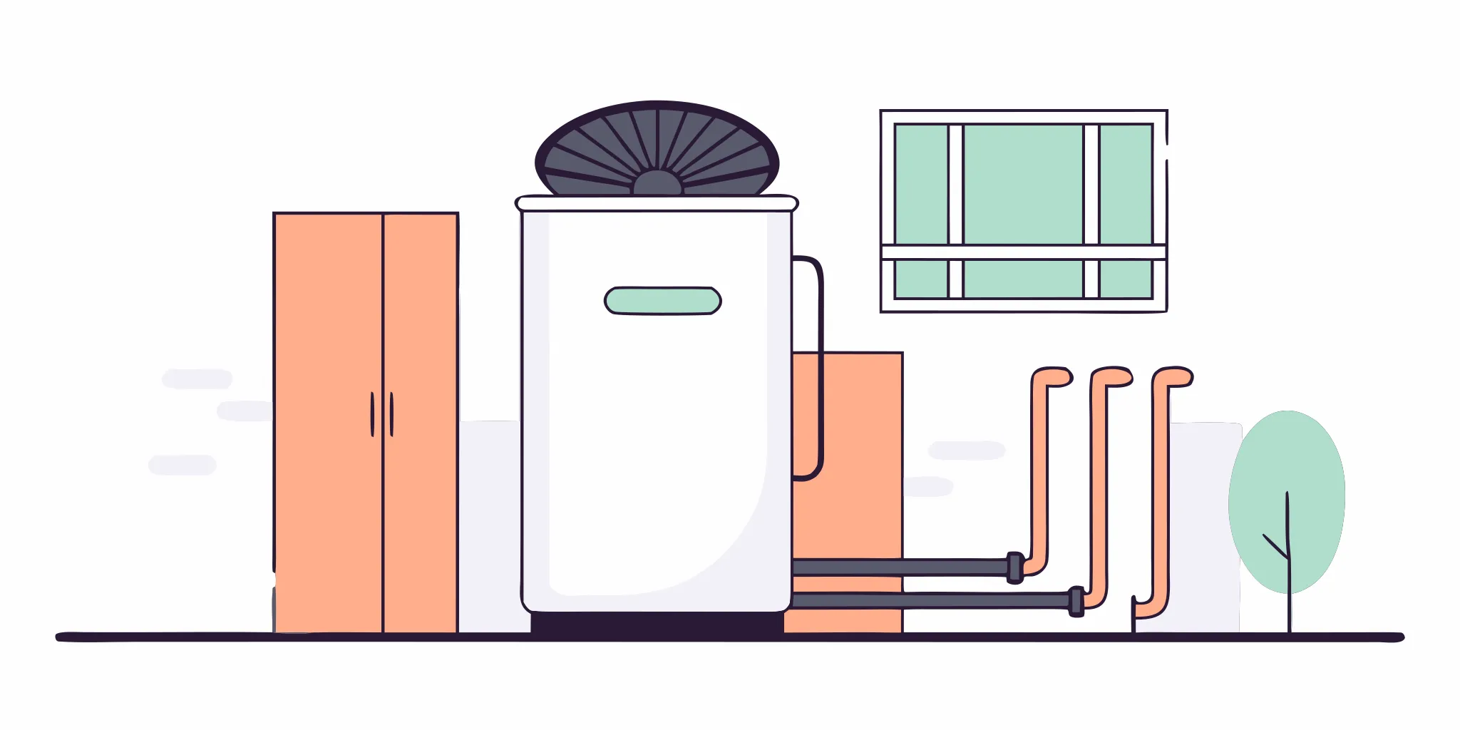 An energy-efficient heat pump water heater installed in a home utility room.