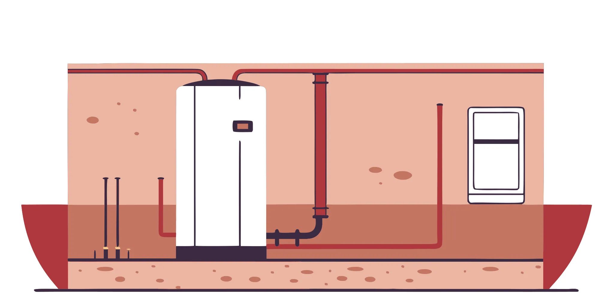 Hot water heater tank and pipes where sediment buildup causes problems.