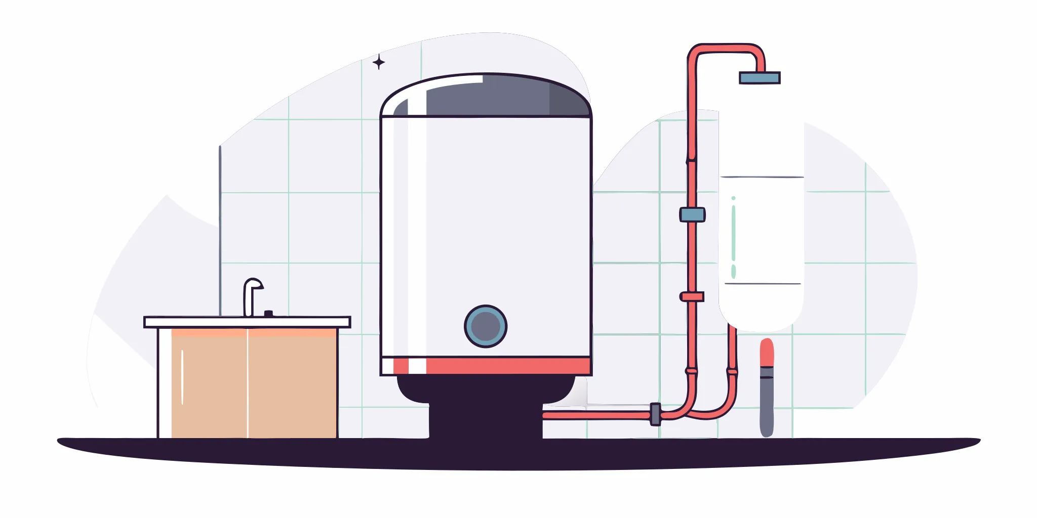 An energy efficient 50 gallon water heater installed in a home utility room.