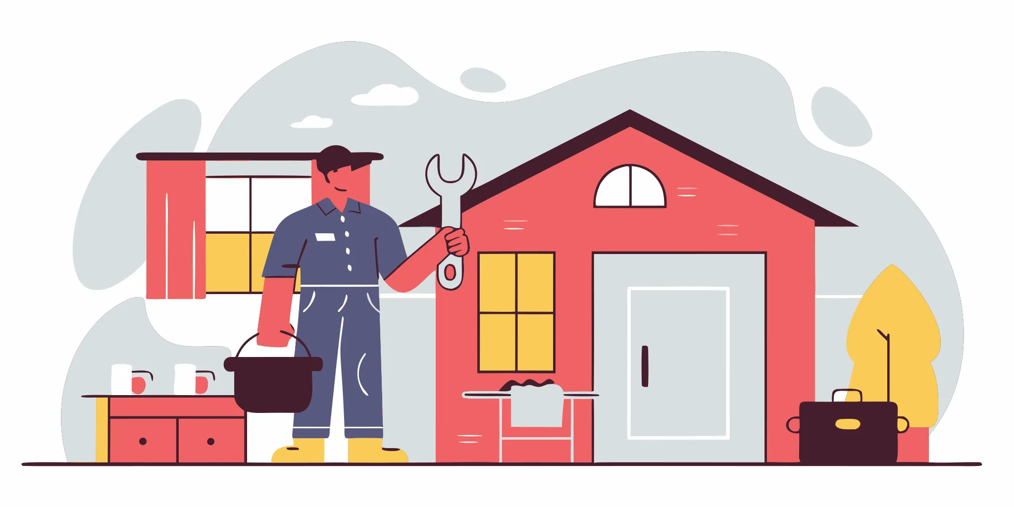 Emergency plumber ready with tools to handle a plumbing crisis in a Brevard County home