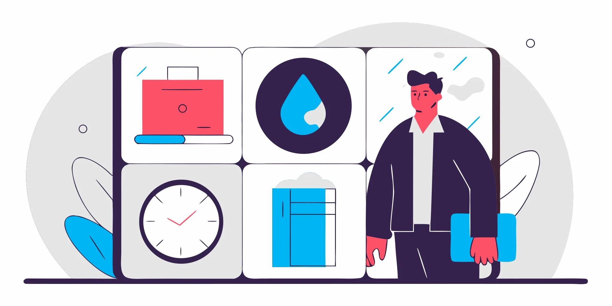 Person looking at icons that show common reasons why an AC is not cooling.