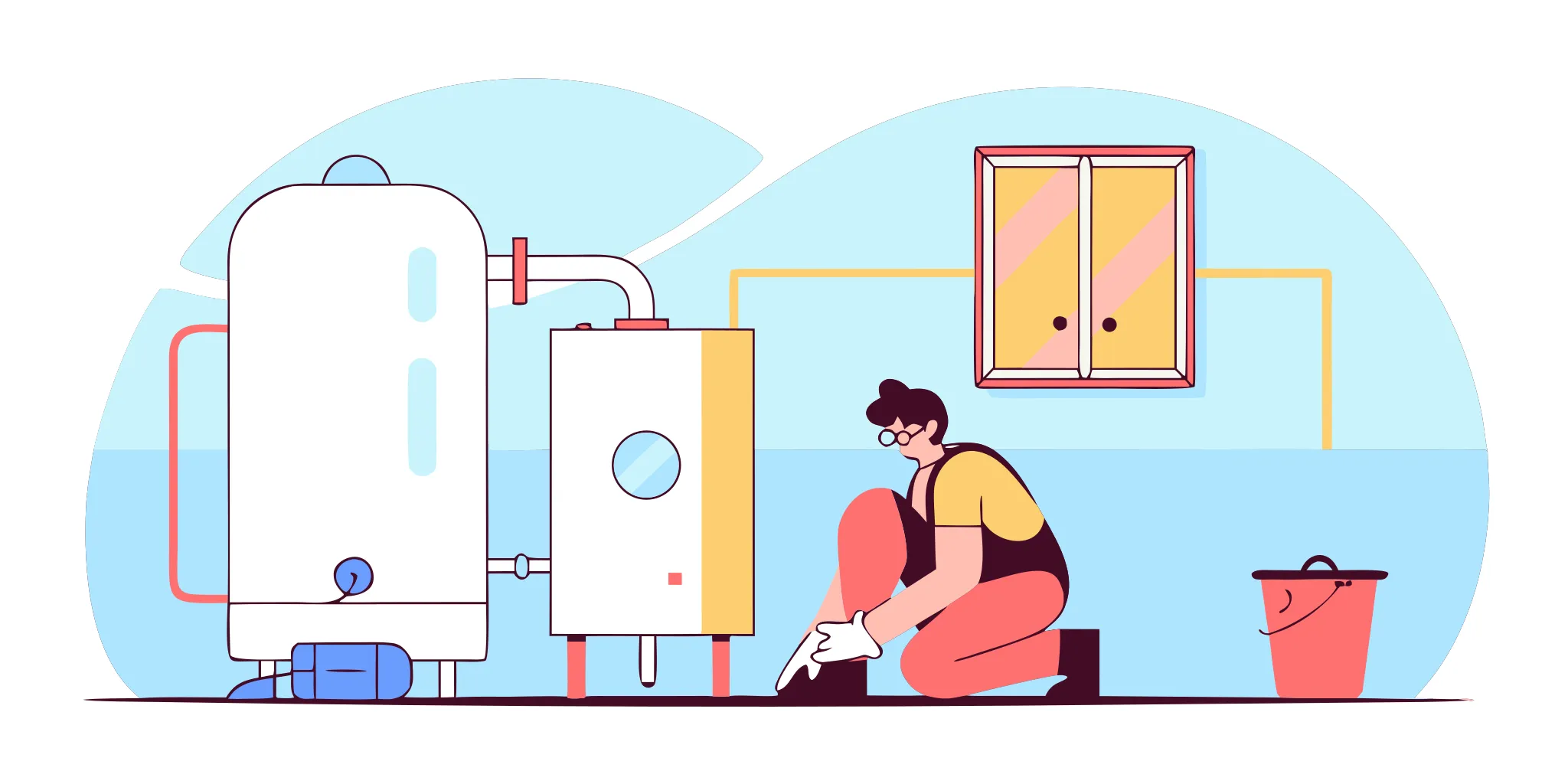 A person uses tools to troubleshoot a water heater that is not working.