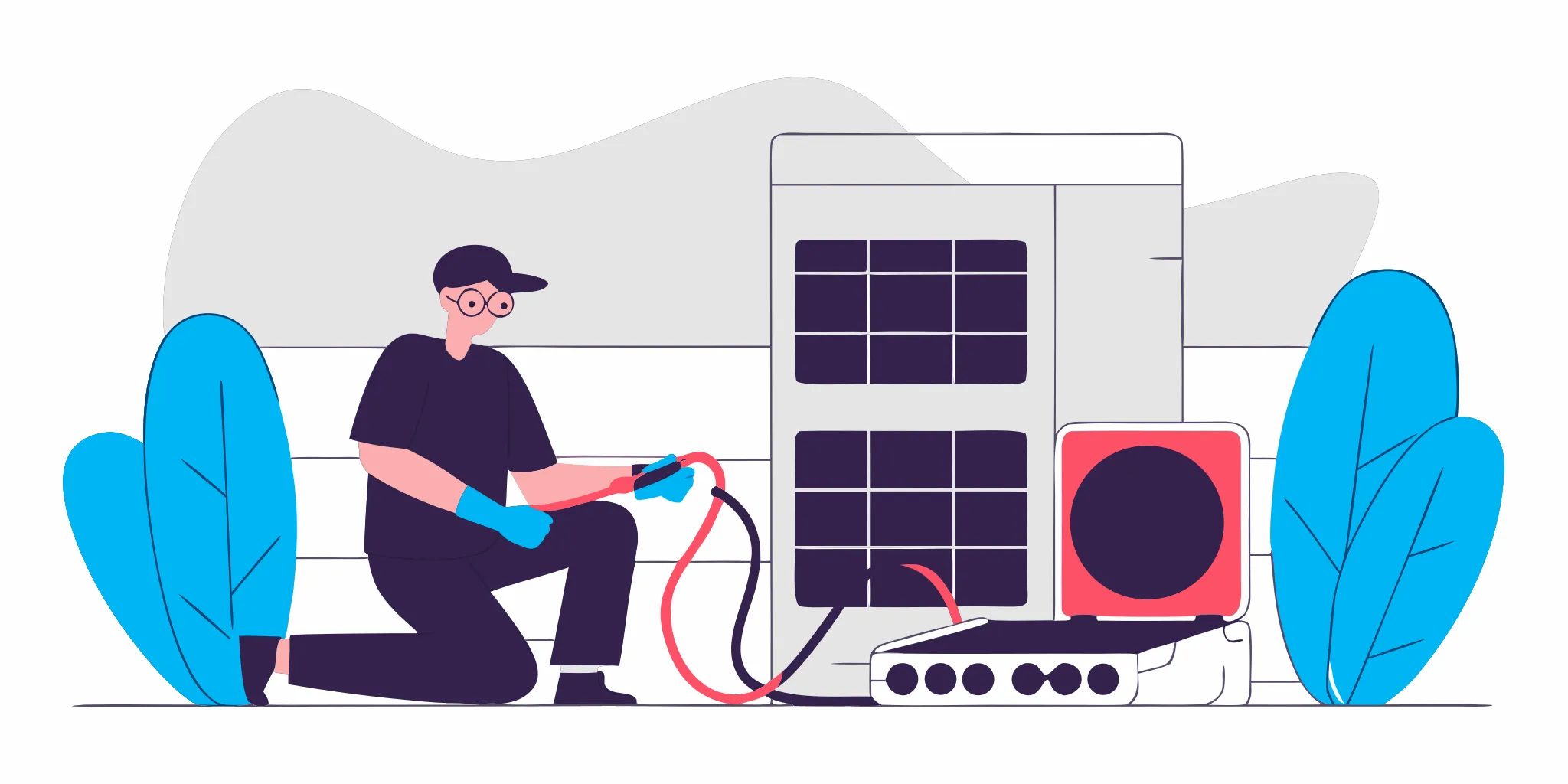 Technician performing an AC tune up which is included in the total AC tune up cost.