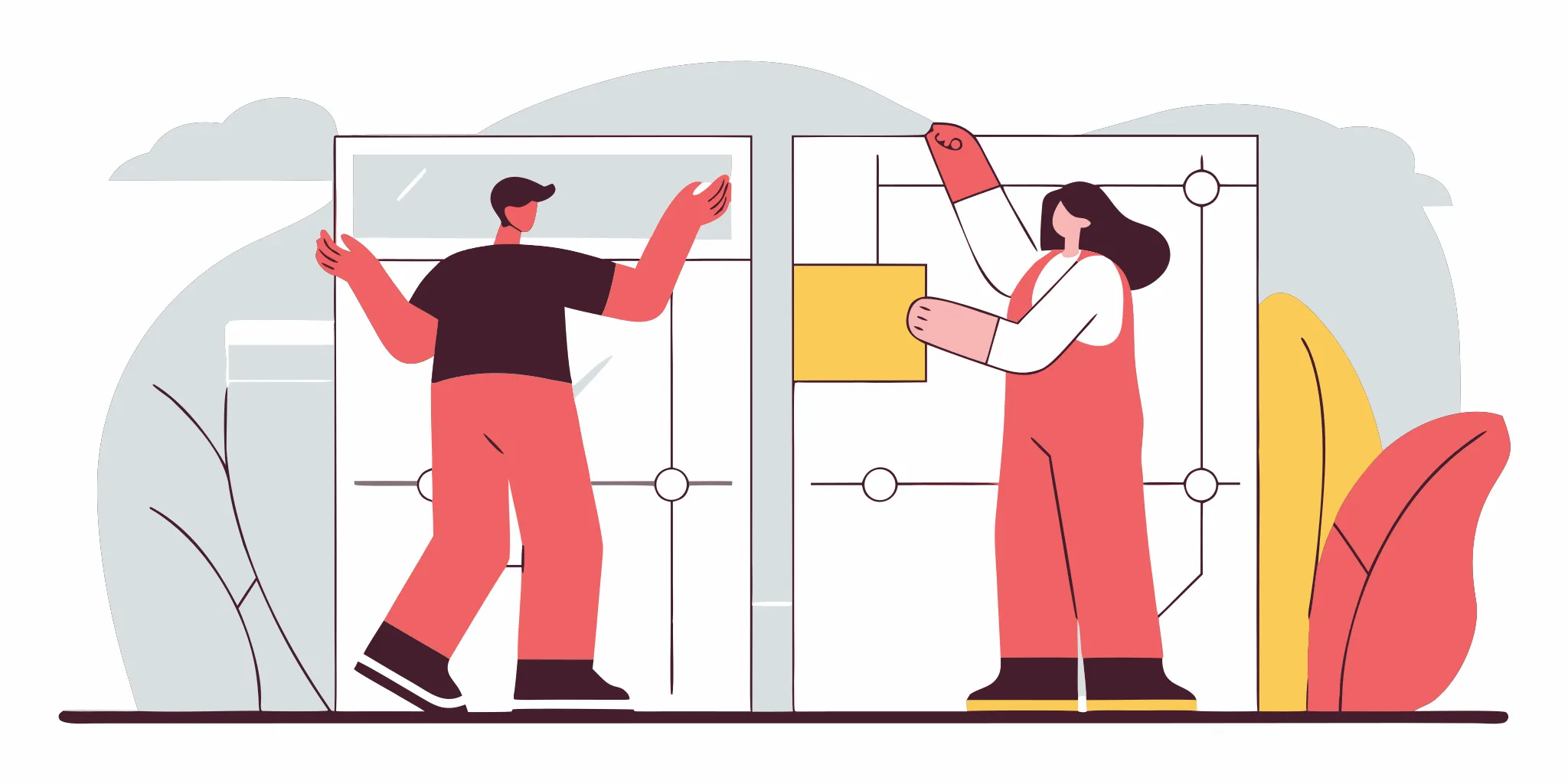Two technicians follow the steps for a successful HVAC system installation.